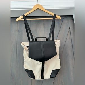 Canvas and vegan leather backpack